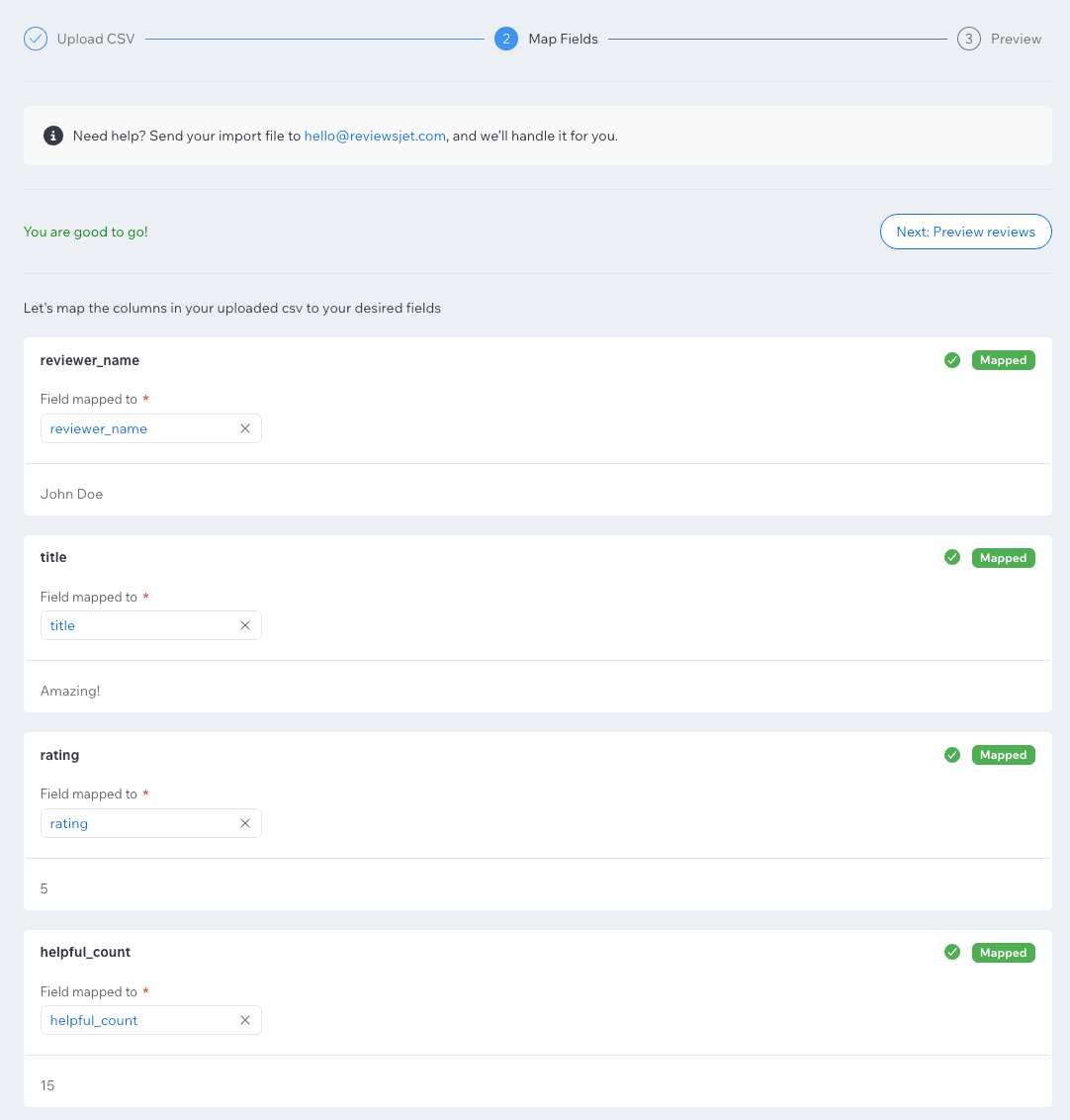 Bulk review import using csv